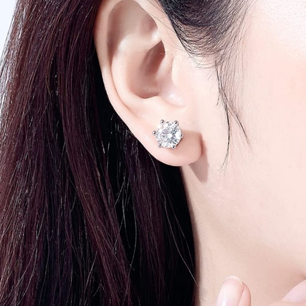Certified 18k White Gold 4.0ct Diamond Stud Earrings Moissanite 925 Anniversary - Picture 4 of 5
